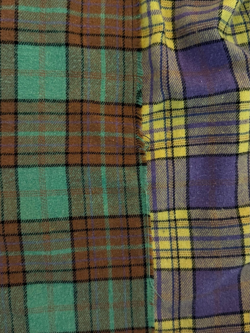 Women’s Oversized Patchwork Plaid Shirt XL | Raw Edge Seam Detail | Boho - Picture 7 of 7